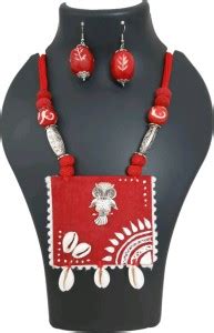 Soundarya boutique Fabric, Dori Red, White Jewellery Set Price in India ...