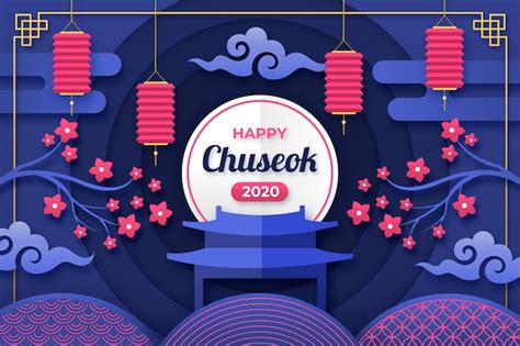 Chuseok in paper style | Free Vector