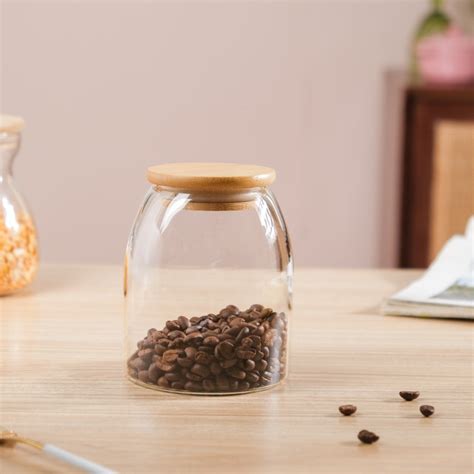 Transparent Glass Airtight Jar With Lid Small 550 ML