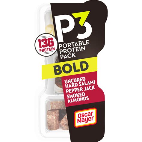 P3 Bold Portable Protein Snack Pack with Uncured Hard Salami, Pepper ...