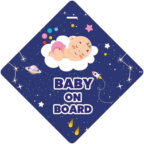 CVANU 2pcs Baby on Board Laminated Kids Safety Vinyl Sticker with 2 ...