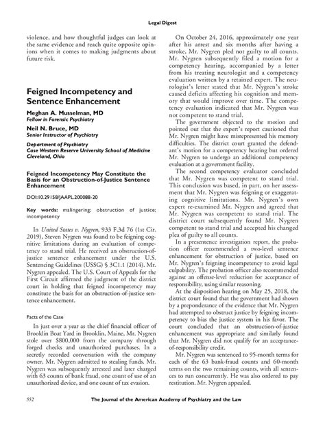 Feigned Incompetency as Obstruction-of-Justice Sentence Enhancement ...