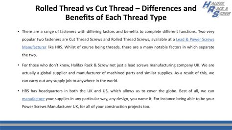 Image result for Rolled Thread vs Cut Thread