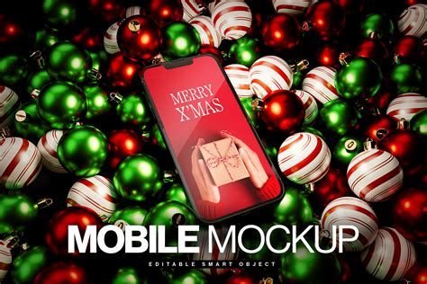 Christmas Phone Mockup Template - DesignerCandies