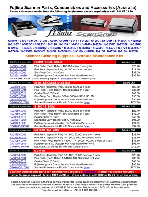 Fujitsu Scanner Consumables and Accessories | PDF | Image Scanner | Office Equipment