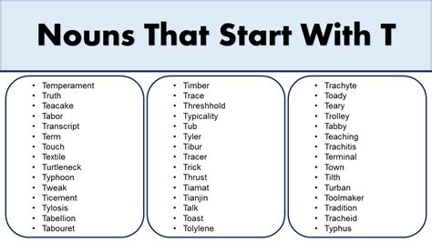 List of Nouns That Start With T - GrammarVocab