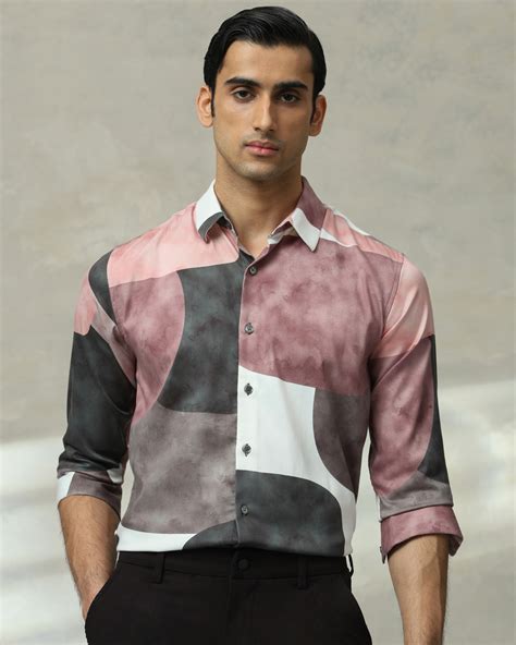Buy Multicolour Abstract Print Stretch Slim Fit Casual Shirt Online at ...
