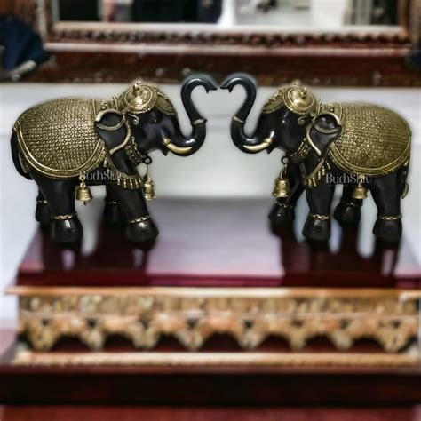 Buy Pair of Large Brass Elephants - 2 Feet Length - Budhshiv.com