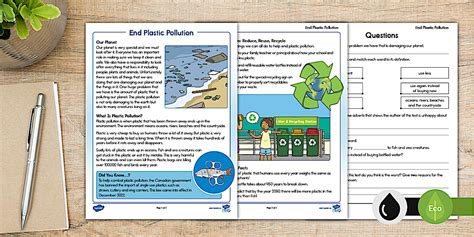 End Plastic Pollution Reading Comprehension