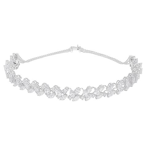 Real 21.21 Carat SI/H Pear Marquise Diamond Choker Necklace 18 Karat ...