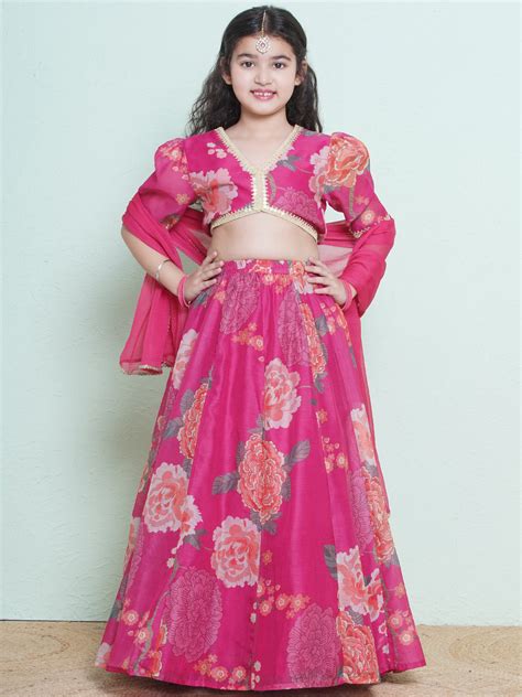 Bitiya by Bhama Girls Pink & Green Multi Digital Print Ready to wear L