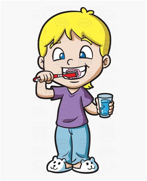 Brush Teeth Kids Brushing Their Collection With Clipart - Boy Brushing ...