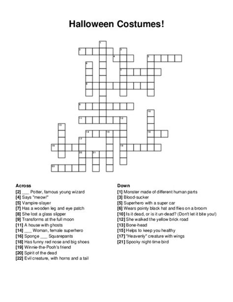 All Hallow's Eve (halloween) Crossword Puzzle