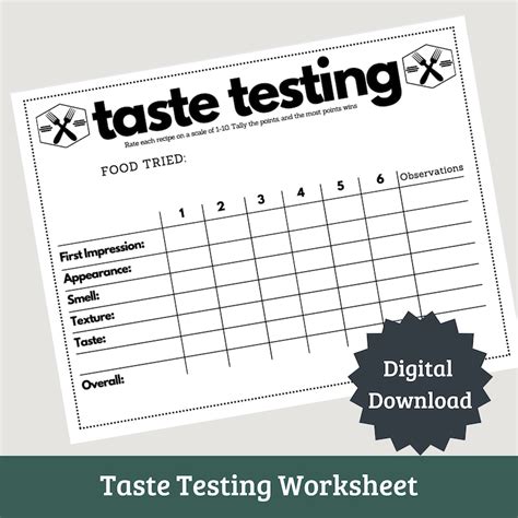 Image result for Taste Test Chart