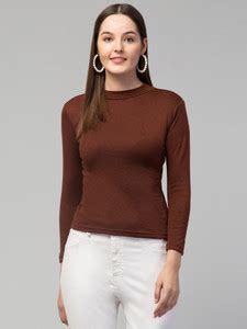 Alveen Empire Casual Solid Women Brown Top - Buy Alveen Empire Casual ...