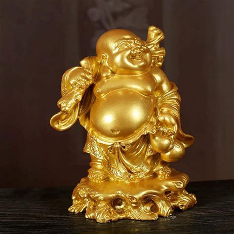 Buy Yungwalm Laughing Buddha Statue Golden Laughing Buddha ...