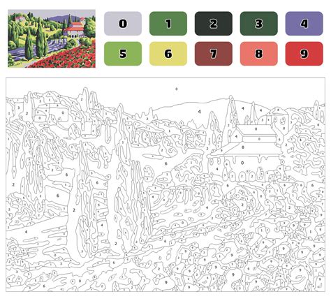 Printable Landscape Paint By Numbers | Paint by number, Color by number printable, Abstract ...