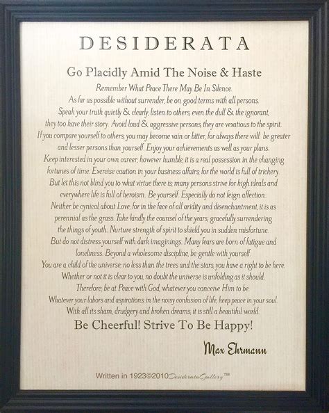 Buy 12x15 Wood Framed Motivational Poem Desiderata By Max Ehrmann ...