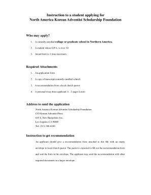 Fillable Online Instruction to a student applying for North America ...