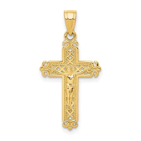 Diamond2Deal 10k Yellow Solid Gold Crucifix Pendant Necklace for Women ...