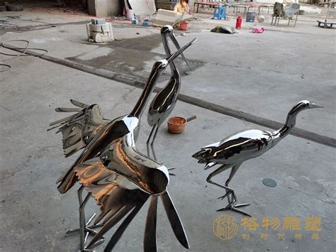 镜面不锈钢仙鹤雕塑 - 卓景雕塑公司