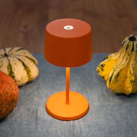 Zafferano Olivia mini 3K rechargeable table lamp orange | Lights.co.uk