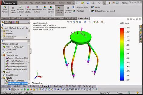 Solid Work 2D Linear Simulation 的图像结果