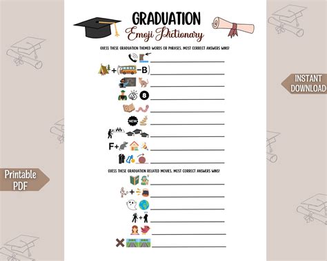 Graduation emoji pictionary game printable graduation games grad party ...