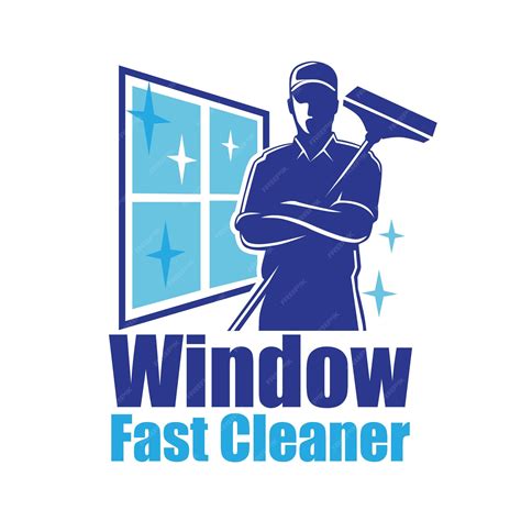 Premium Vector | Window cleaning logo design window ready guy