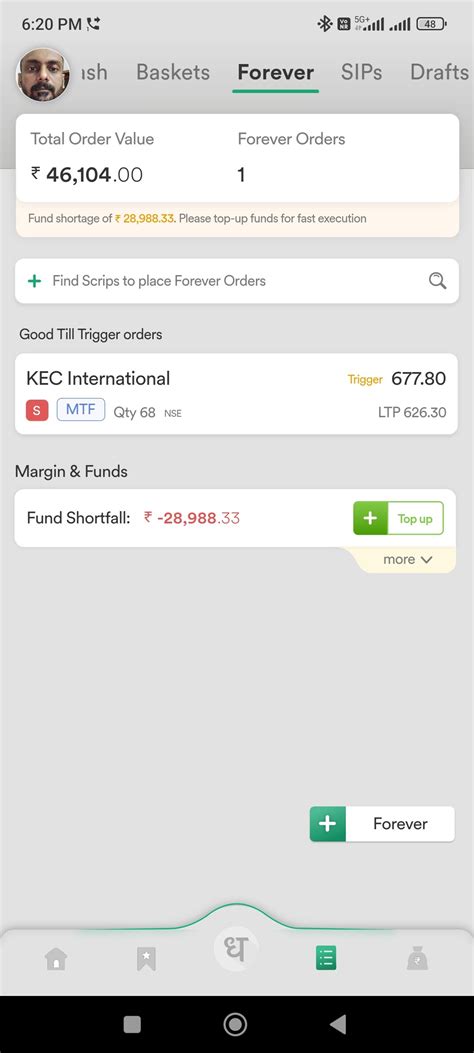 Shortfall while Forever order from portfolio - MadeForTrade