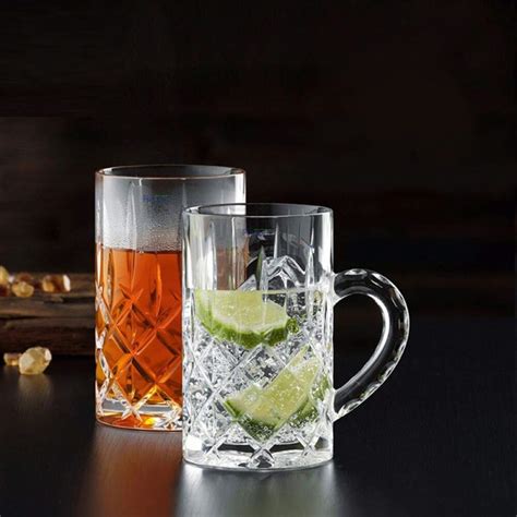 Buy FINSTER Crystal Beer Mug Glass 400ml Set - 6 Pieces [Pub Beer ...