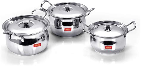 Buy Stainless Steel Donga Set With Lid, 810ml, 2 Piece (Stainless Steel ...