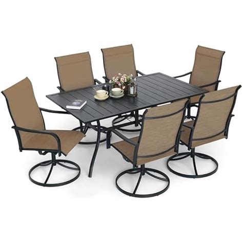 Virvla 7-Piece Outdoor Patio Dining Set, 6 Swivel Rocking India | Ubuy