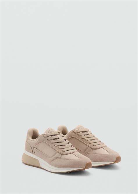 Leather mixed sneakers - Men | MANGO USA