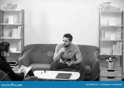 Psychologist Helping Young Man To Solve Men Problems. Psychological ...