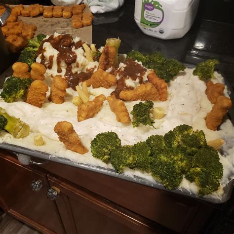 I made the dino nugget, mashed potato, gravy volcano/river thing. : r ...