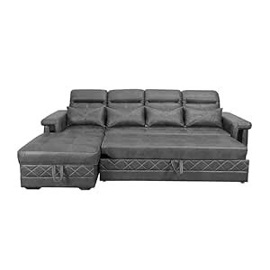 Caradel Neptune 6 Seater L Shape Sofa Cum Bed RHS in Grey Color ...