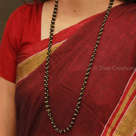 Golden Beads Long Mangalsutra – Zivar Creations