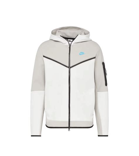 Felpa con Zip e Cappuccio Nike Sportswear Tech Fleece Bianco Beige Uomo