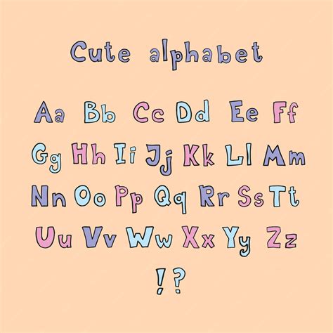 Doodle ręcznie rysowane styl konturu kolorowe litery alfabetu ...