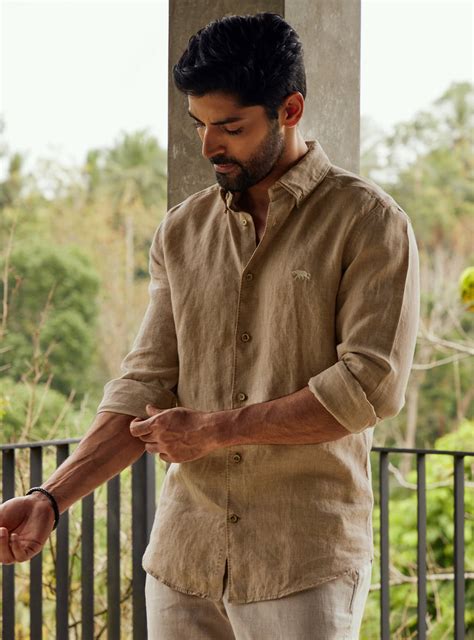 Buy Raw Umber Shirt | Semi Casual Brown Solids Shirts for Men Online ...