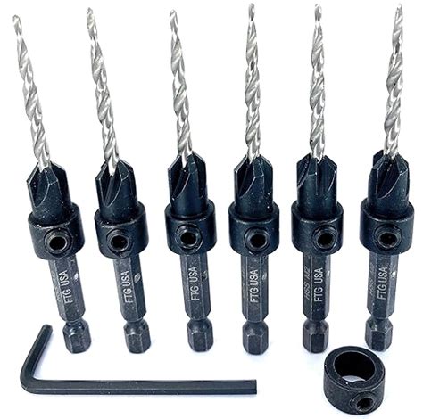 FTG USA Countersink Drill Bit Set 6 Pc #6 (9/64") Wood Countersink ...