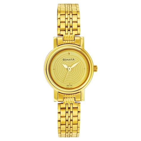 Buy Online Sonata Quartz Analog Champagne Dial Strap Watch for Women ...