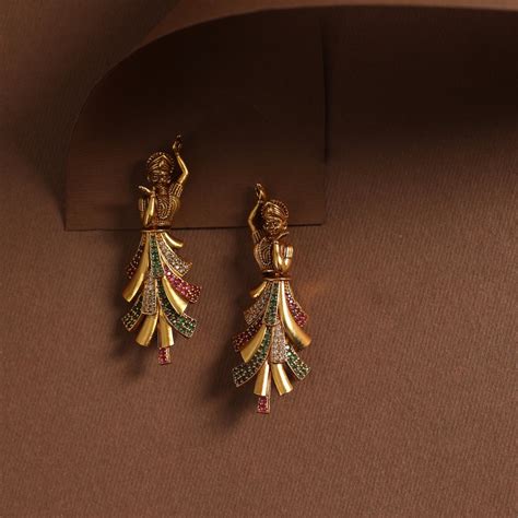 Shop Sparkling Dancing Lady CZ Antique Earrings | Tarinika - Tarinika India
