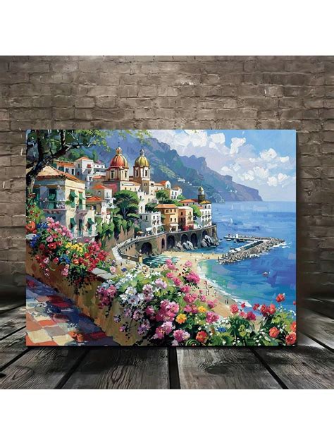 1pc Vibrant Amalfi Coast Canvas Art - 11.81inch X 15.75inch Wooden ...