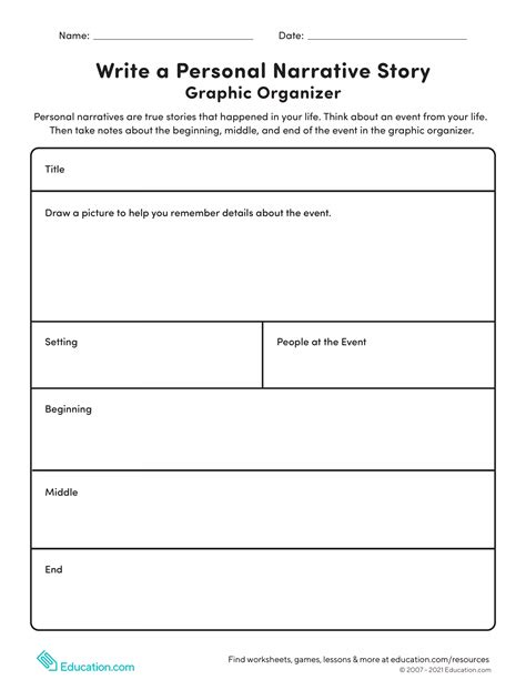 Image result for Personal Narrative Outline Worksheet