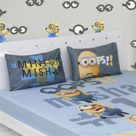 Buy SPACES Minions Double Bedsheet Set- 3 Pcs. from Spaces at just INR ...