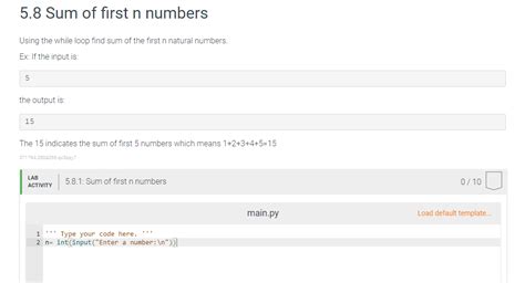 Sum of N Numbers in Python Using While Loop 的图像结果
