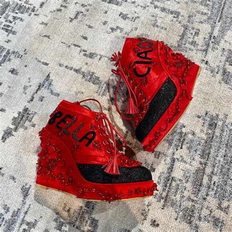 Red Black Bridal Sneaker Wedges - Customized Wedding Shoes | Tiesta ...