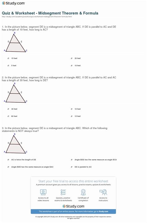 Midsegment Of A Triangle Worksheet - Proworksheet